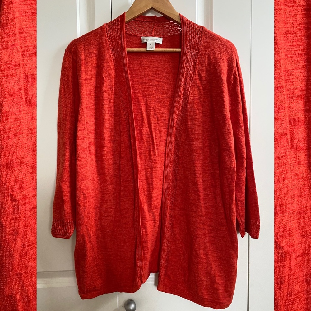 Christopher & Banks orange open front cardigan, XL